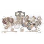 An assorted collection of silver tableware and others