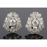 A pair of Art Deco diamond set earrings