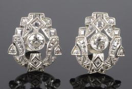 A pair of Art Deco diamond set earrings