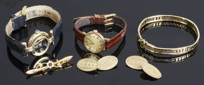 A Must de Cartier ladies silver gilt wristwatch