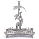 A James Deakin & Sons Sheffield silver plate giraffe desk set