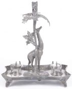 A James Deakin & Sons Sheffield silver plate giraffe desk set