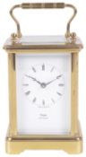 A brass cased carriage clock, retailed by Cape Jewellers