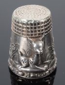 An unusual Sterling silver thimble,