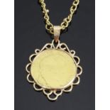 A William and Mary gold guinea pendant on heavy 18ct gold chain