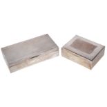 Two silver cigarette boxes