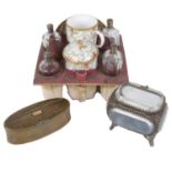 A Continental porcelain and glass travelling set, c1900