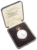 A 9ct gold J. W. Benson 'The Bank' open faced pocket watch, with original box