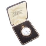 A 9ct gold J. W. Benson 'The Bank' open faced pocket watch, with original box