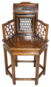 A Chinese carved hardwood chair