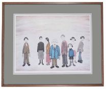 Laurence S Lowry, RBA, RA, (Brit., 1887 - 1976) 'His Family', print