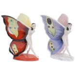 Two Carlton Ware colour trial models of the 'Butterfly Girl'