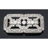 An attractive delicate Continental Art Deco diamond set panel brooch