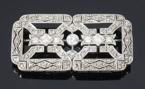 An attractive delicate Continental Art Deco diamond set panel brooch