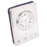 A boxed Modern silver desk clock