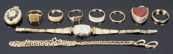 A collection of Victorian and later jewellery including lockets and rings