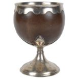 A large George III mounted coconut cup