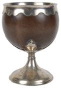 A large George III mounted coconut cup