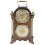 A rosewood cased dual mantle clock and barometer