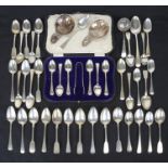 A collection of Georgian and later silver teaspoons