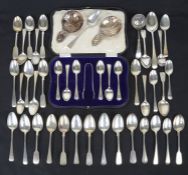 A collection of Georgian and later silver teaspoons