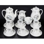 A Wedgwood 'Travel' pattern six piece coffee set designed by Eric Ravilious