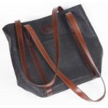 A vintage Mulberry black scotchgrain shoulder leather tote bag