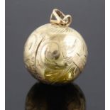 An unusual gold hinged locket of spherical form