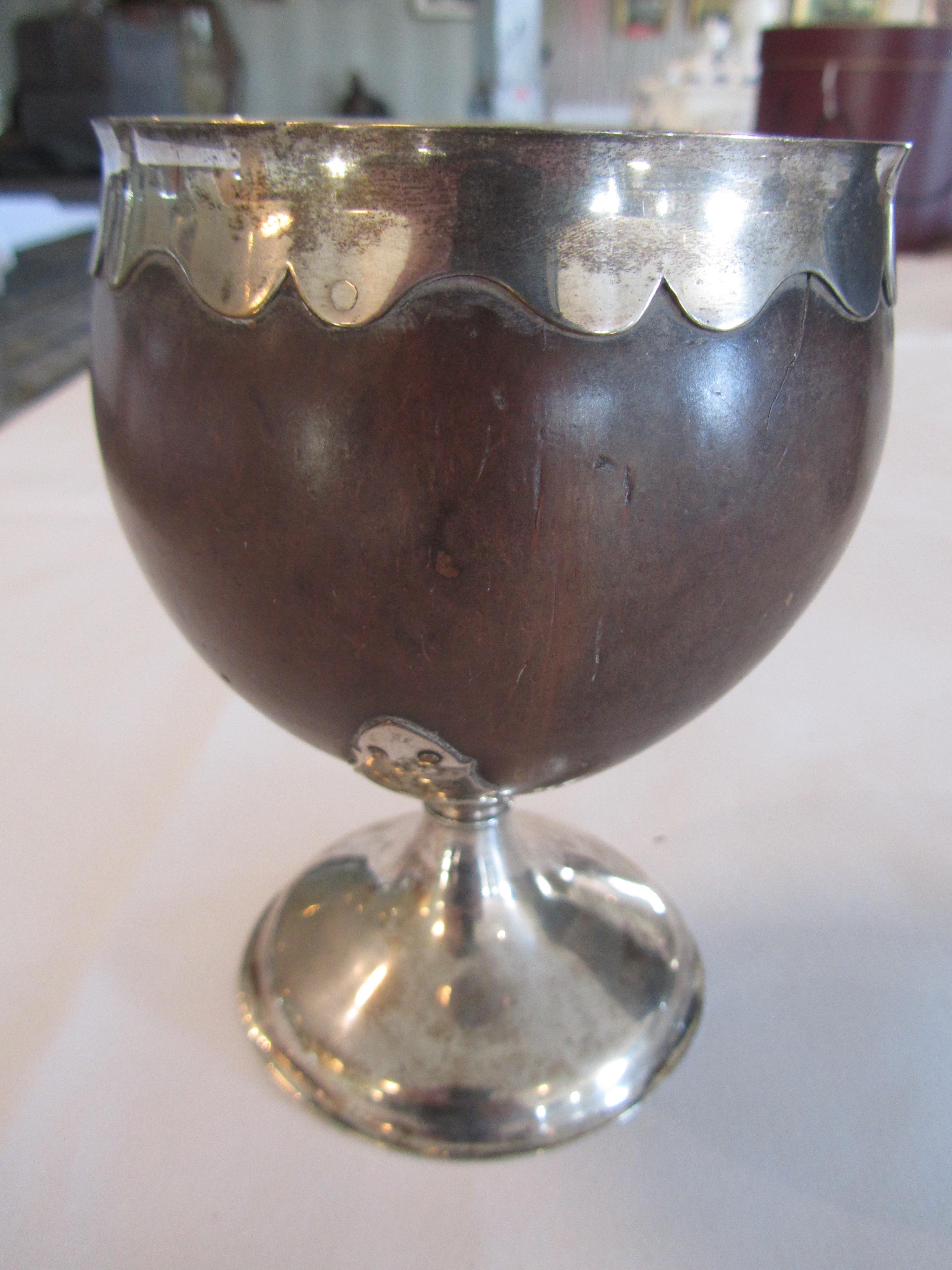 A large George III mounted coconut cup - Image 7 of 18