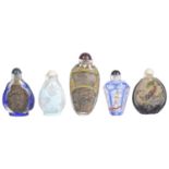 Five 20th century Chinese glass snuff bottles