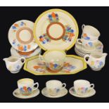 An assorted collection of Clarice Cliff 'Crocus' pattern