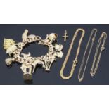 A 9ct gold curb link charm bracelet