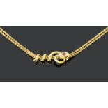 An unusual 19th century French sliding snake chain necklace