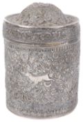 An Indian white metal caddy, late 19th/early 20th century