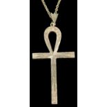 A contemporary 9ct gold Egyptian cross pendant on chain