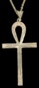 A contemporary 9ct gold Egyptian cross pendant on chain