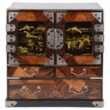 A Japanese lacquered and parquetry table cabinet, early 20th century
