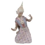 A Lladro gres stoneware figure of a Thai dancer