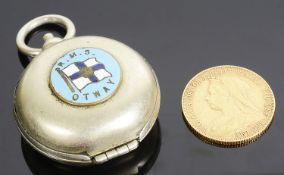 A silver plated sovereign case and full gold sovereign