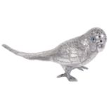 An Edwardian silver budgerigar novelty pepperette
