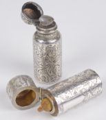 Two small silver perfume bottles