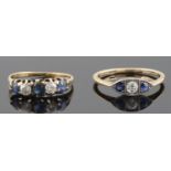 Two sapphire and diamond set rings