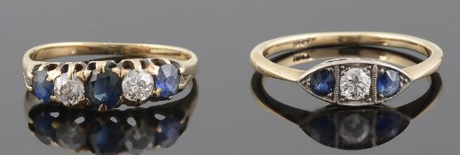 Two sapphire and diamond set rings