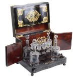 A late Victorian tabletop cabinet decanter set