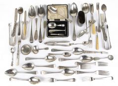 A collection of Georgian and later silver flatware