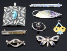 A Charles Horner thistle brooch and other items