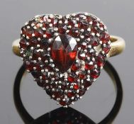 A charming Victorian garnet set heart ring