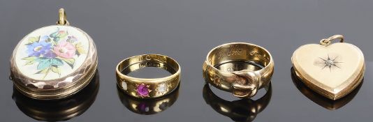 A Victorian 18ct gold ruby and diamond set gypsy ring