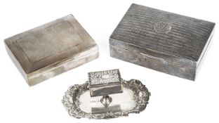 Two Art Deco silver rectangular cigarette boxes