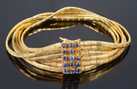 A Continental 18ct gold and sapphire set bracelet